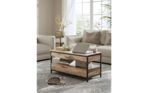 Vasagle Couchtisch Kamelbraun 100x50x48 cm, Spanplatte, Eisen