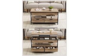 Vasagle Couchtisch Kamelbraun 100x50x48 cm, Spanplatte, Eisen
