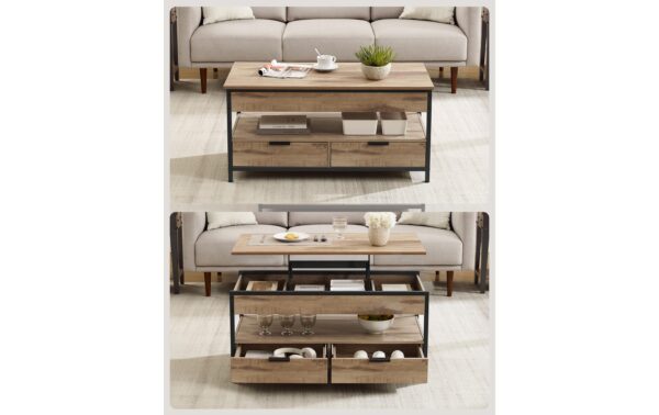 Vasagle Couchtisch Kamelbraun 100x50x48 cm, Spanplatte, Eisen