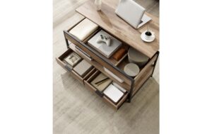 Vasagle Couchtisch Kamelbraun 100x50x48 cm, Spanplatte, Eisen