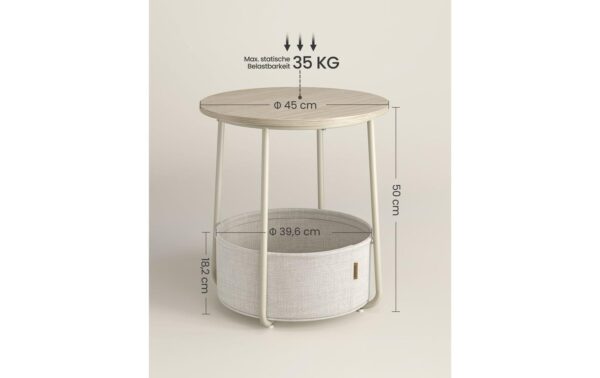 Vasagle Couchtisch mit Ablage & Korb 45x51 cm (DxH), Spanplatte, Stahl,Polyester