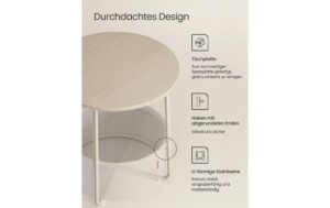 Vasagle Couchtisch mit Ablage & Korb 45x51 cm (DxH), Spanplatte, Stahl,Polyester