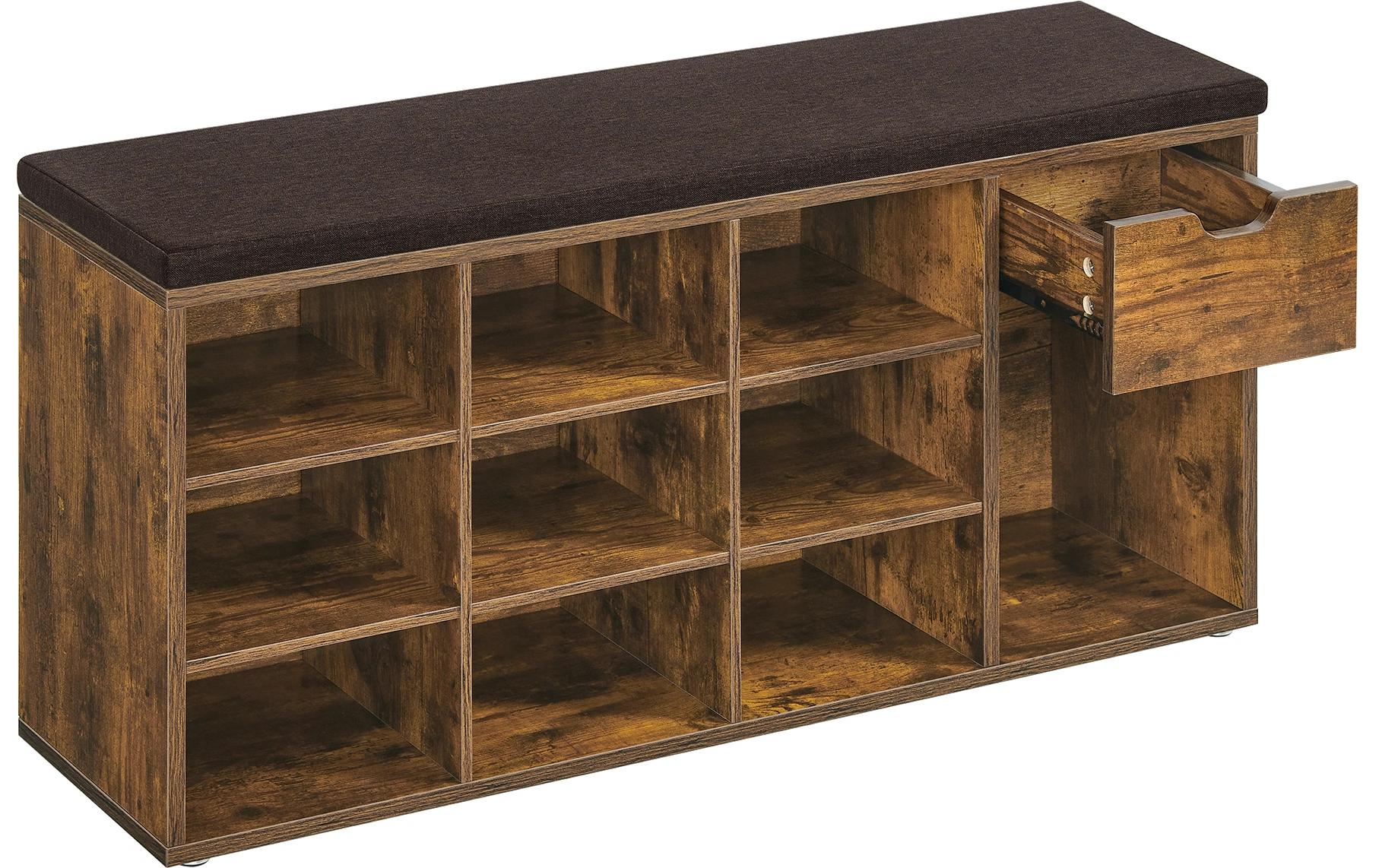 1853533_1 - Mediatech Vasagle Schuhschrank mit Polster,Industrial Look, 104x30.5x48 cm, Spanplatte