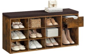 1853533_2 - Mediatech Vasagle Schuhschrank mit Polster,Industrial Look, 104x30.5x48 cm, Spanplatte