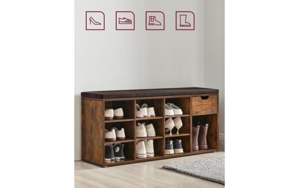 1853533_6 - Mediatech Vasagle Schuhschrank mit Polster,Industrial Look, 104x30.5x48 cm, Spanplatte