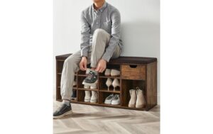 1853533_7 - Mediatech Vasagle Schuhschrank mit Polster,Industrial Look, 104x30.5x48 cm, Spanplatte