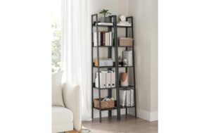 Vasagle Regal Schwarz, 5 Ablagen 33.8x30x170 cm (BxTxH), Spanplatte, Stahl