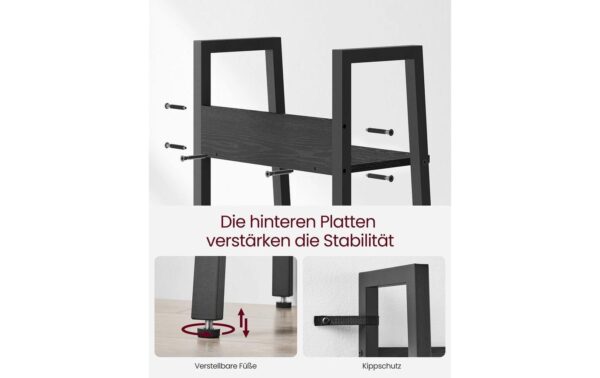 Vasagle Regal Schwarz, 5 Ablagen 33.8x30x170 cm (BxTxH), Spanplatte, Stahl