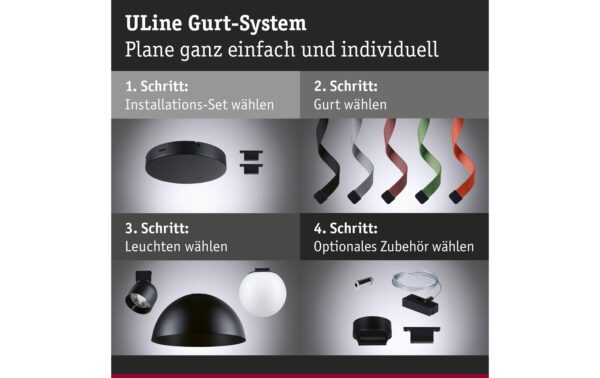 Paulmann ULine Basis Set 150VA 10m Gurt inkl. Halterungen 48V DC Schwarz