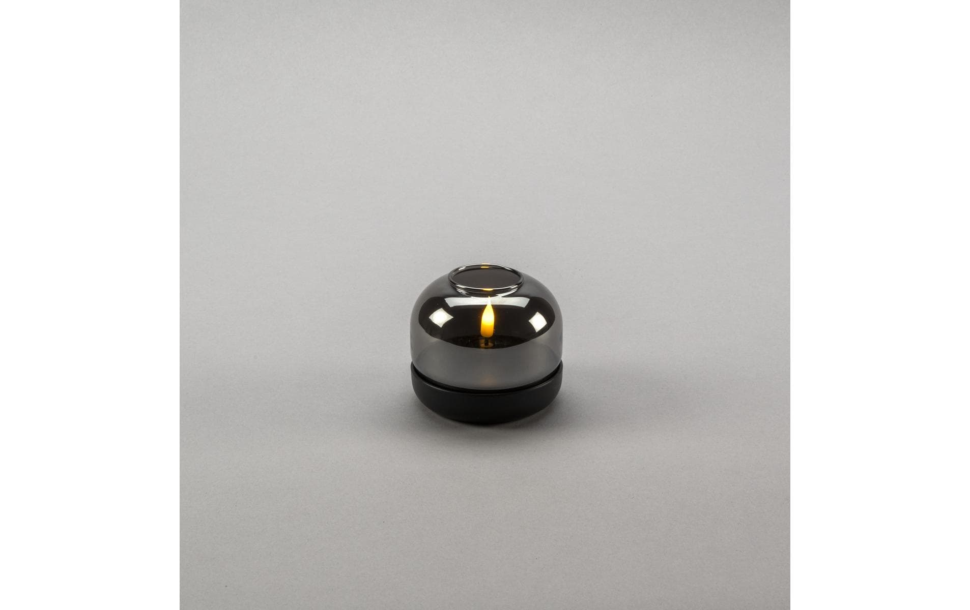 1864435_1 - Mediatech Konstsmide LED Kerze graues Glas schwarz 1 ww LED, 6h Timer, exkl. Batterie AA, IP20