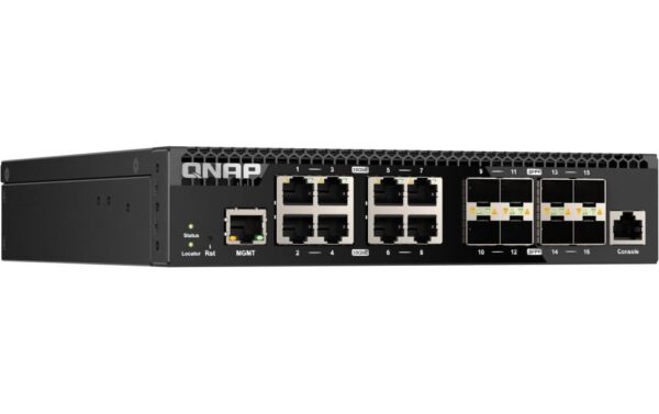 QNAP QSW-M3216R-8S8T, Management Switch 16-Port 10GbE SFP+/RJ-45, half-rack. design