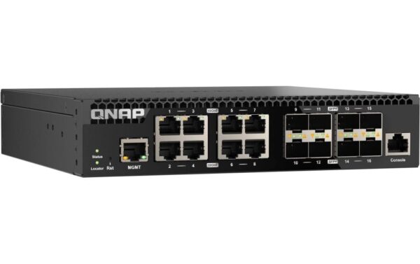 QNAP QSW-M3216R-8S8T, Management Switch 16-Port 10GbE SFP+/RJ-45, half-rack. design