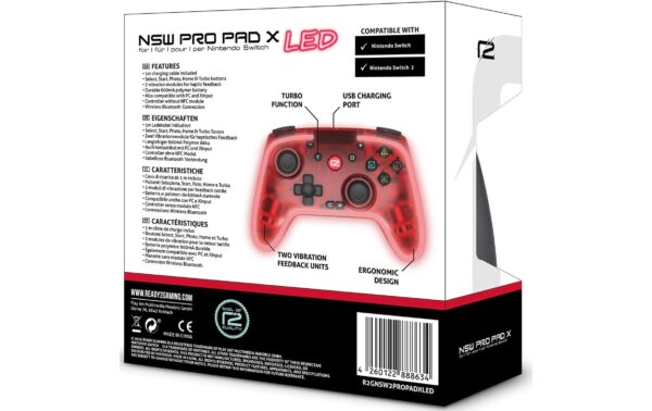 ready2gaming NSW 2 - Wireless Pro Pad X2 LED Edition. Red