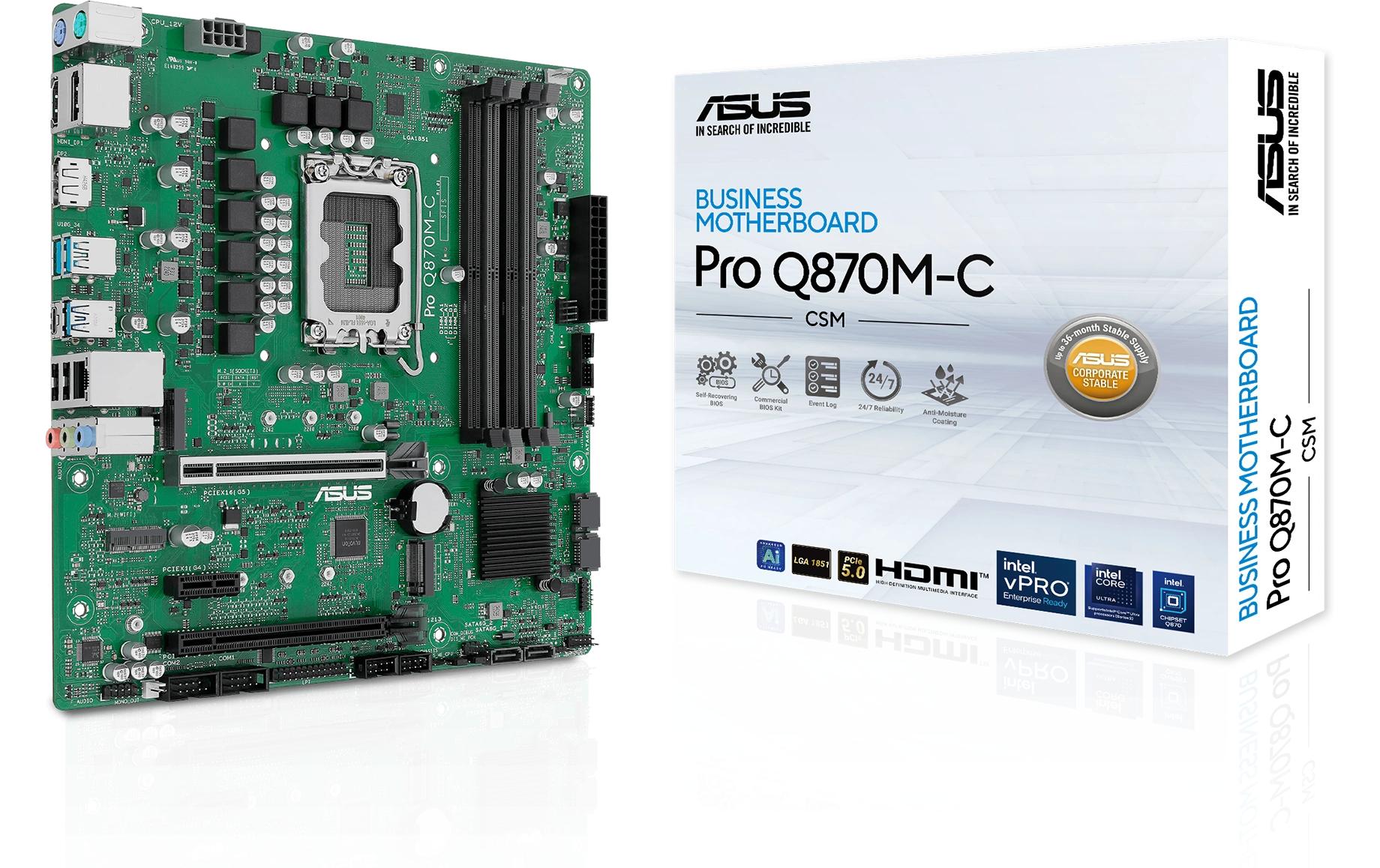 ASUS PRO Q870M-C-CSM, mATX, LGA1851 Intel Q870, 4x DDR5, PCIe 5.0