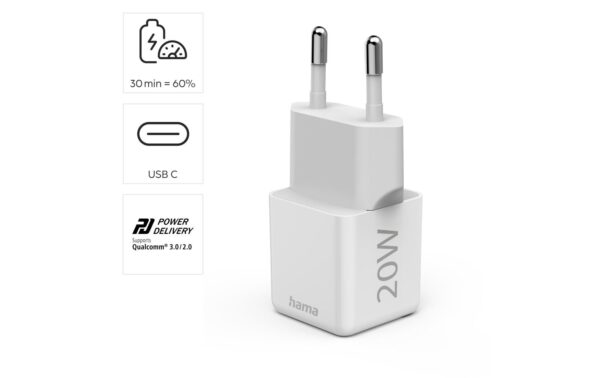 Hama mini-charger usbc pd 20W white 20W weiss