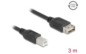 Delock USB2.0 Kabel EASY USB A-B, 3.0m USB-A Seite beidseitig einsteckbar, schwarz