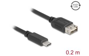 1880368_1 - Mediatech Delock USB2.0 Kabel EASY USB C-A, 0.2m EASY USB, beidseitig einsteckbar, schwarz