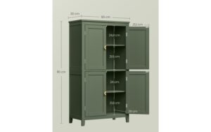 1881976_4 - Mediatech Vasagle Kommode Grün MDF, 60x30x110 cm (BxTxH)
