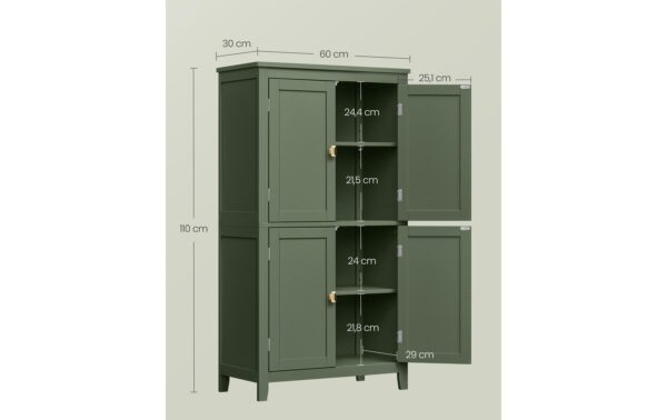 Vasagle Kommode Grün MDF, 60x30x110 cm (BxTxH)