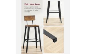Vasagle Barhocker, 2er Set 45.4x45.4x102.2 cm, Spanplatte, Stahl