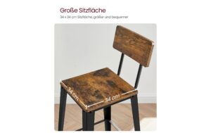 Vasagle Barhocker, 2er Set 45.4x45.4x102.2 cm, Spanplatte, Stahl