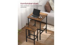 Vasagle Bartisch mit 2 Hocker Tisch 60x60x90cm, Stühle 30x40x65cm (TxBxH)