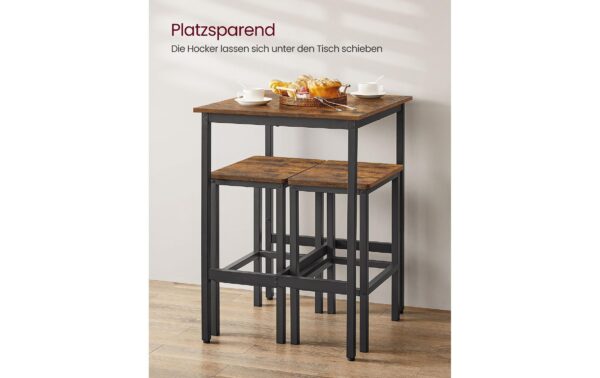 Vasagle Bartisch mit 2 Hocker Tisch 60x60x90cm, Stühle 30x40x65cm (TxBxH)