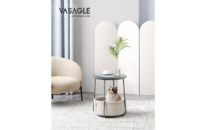 Vasagle Couchtisch mit Ablage & Korb 45x51 cm (DxH), Spanplatte, Stahl,Polyester
