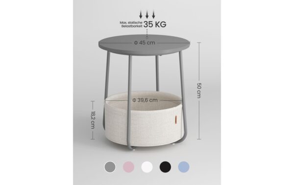 Vasagle Couchtisch mit Ablage & Korb 45x51 cm (DxH), Spanplatte, Stahl,Polyester