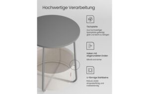 Vasagle Couchtisch mit Ablage & Korb 45x51 cm (DxH), Spanplatte, Stahl,Polyester