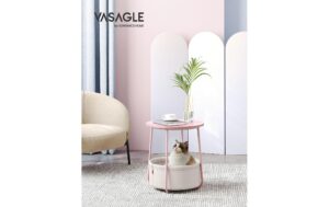 Vasagle Couchtisch mit Ablage & Korb 45x51 cm (DxH), Spanplatte, Stahl,Polyester