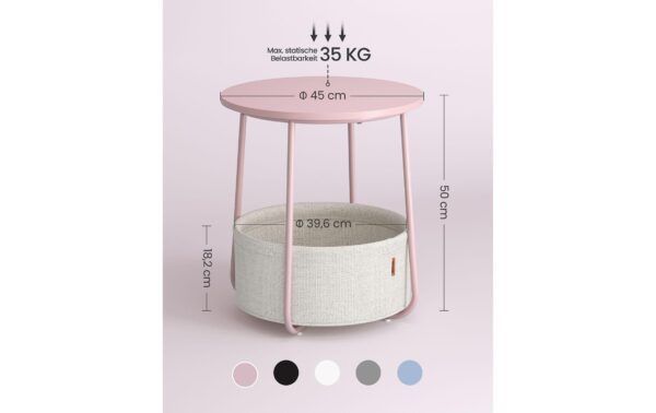 Vasagle Couchtisch mit Ablage & Korb 45x51 cm (DxH), Spanplatte, Stahl,Polyester