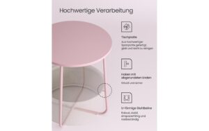 Vasagle Couchtisch mit Ablage & Korb 45x51 cm (DxH), Spanplatte, Stahl,Polyester
