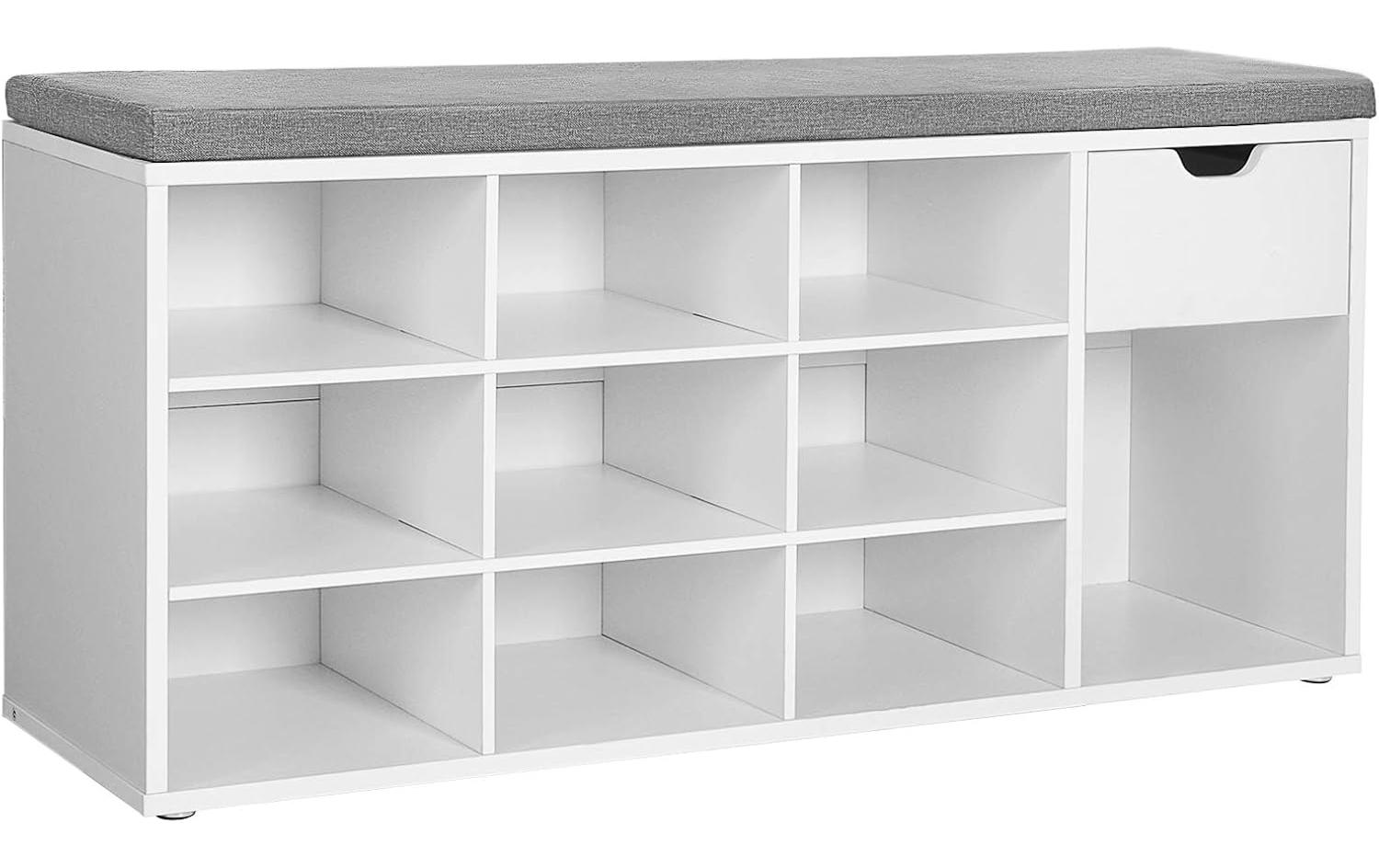 1882011 - Mediatech Vasagle Schuhschrank mit Polster, 11 Fächer 104x30.5x48 cm (BxTxH),MDF, Polyester