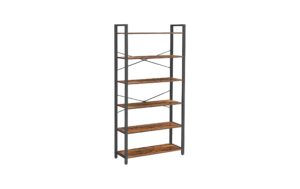 1882014 - Mediatech Vasagle Regal Vintagebraun-Schwarz,6 Ebenen 80x30x184.3 cm (BxTxH), Spanplatte,Stahl