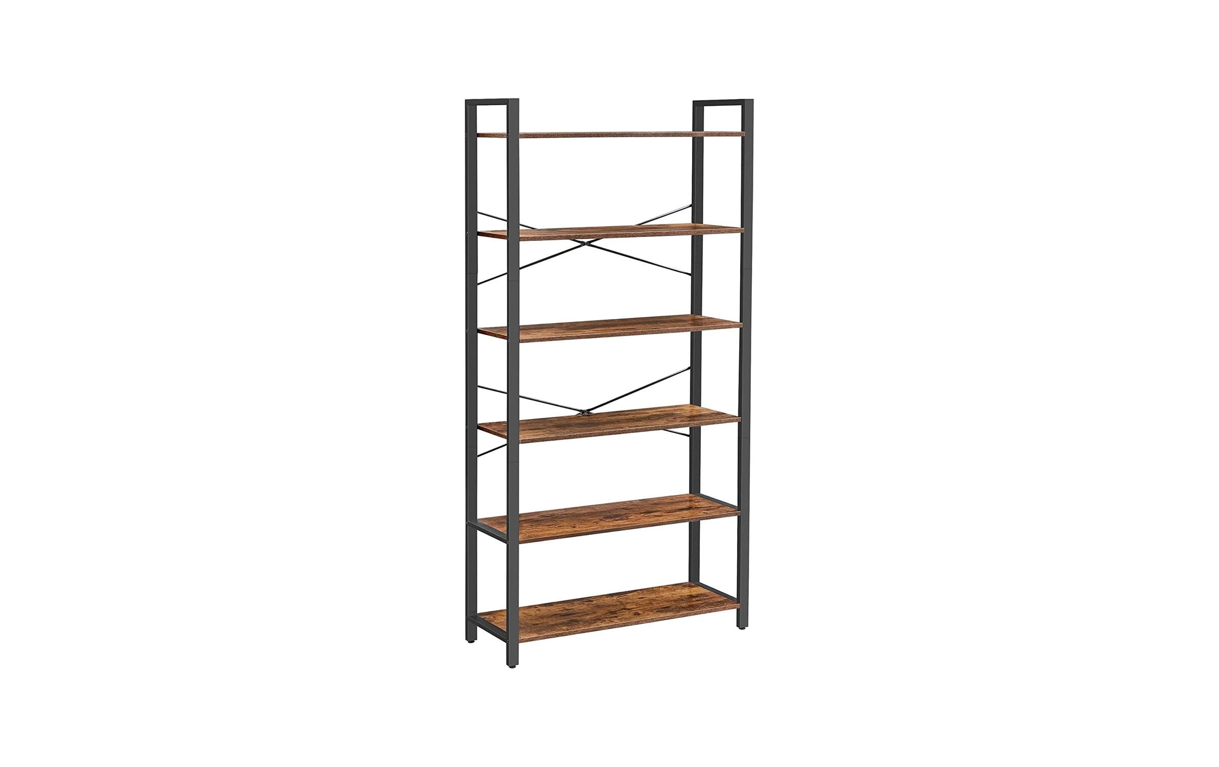 1882014 - Mediatech Vasagle Regal Vintagebraun-Schwarz,6 Ebenen 80x30x184.3 cm (BxTxH), Spanplatte,Stahl