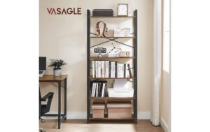 1882014_1 - Mediatech Vasagle Regal Vintagebraun-Schwarz,6 Ebenen 80x30x184.3 cm (BxTxH), Spanplatte,Stahl