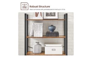1882014_3 - Mediatech Vasagle Regal Vintagebraun-Schwarz,6 Ebenen 80x30x184.3 cm (BxTxH), Spanplatte,Stahl