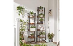 1882015_3 - Mediatech Vasagle Regal Vintagebraun-Schwarz,5 Ebenen 33.8x30x170 cm (BxTxH), Spanplatte,Stahl