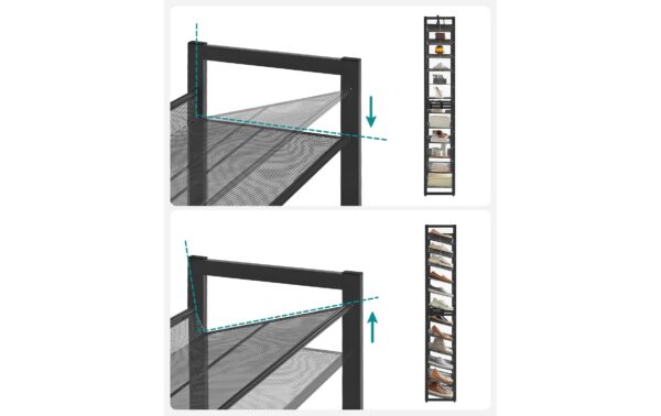 Songmics Schuhgestell, 12 Ablagen 92.3x30.5x221.4 cm  (BxTxH), Stahl