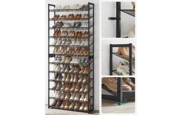 Songmics Schuhgestell, 12 Ablagen 92.3x30.5x221.4 cm  (BxTxH), Stahl