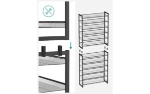 Songmics Schuhgestell, 12 Ablagen 92.3x30.5x221.4 cm  (BxTxH), Stahl