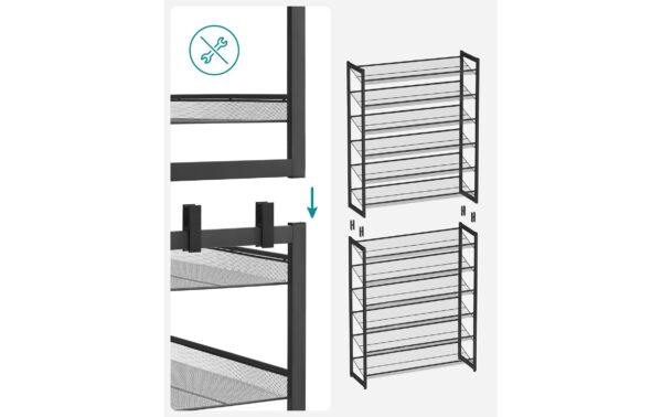 Songmics Schuhgestell, 12 Ablagen 92.3x30.5x221.4 cm  (BxTxH), Stahl