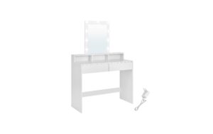 Vasagle Make-up-Tisch Weiss mit Spiegel und 100x40x145 cm (BxTxH), Spanplatte, Spiegel kaufen Schweiz | Mediatech.ch