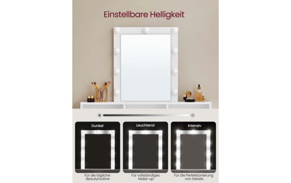 Vasagle Make-up-Tisch Weiss mit Spiegel und 100x40x145 cm (BxTxH), Spanplatte, Spiegel