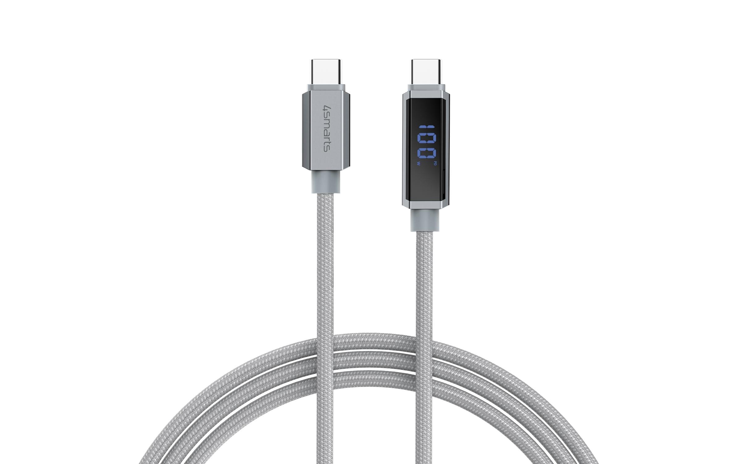 1889000 - Mediatech 4smarts USB 2.0 USB-C Kabel, 1.5m DigitCord bis 100W, 1.5m, grau kaufen Schweiz | Mediatech.ch