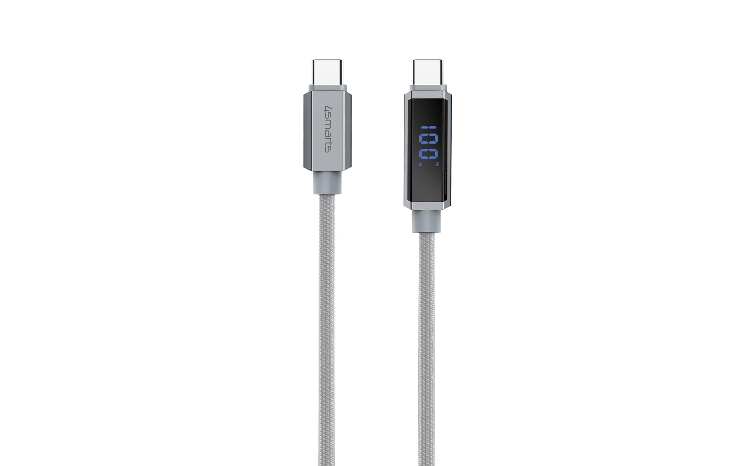 1889000_1 - Mediatech 4smarts USB 2.0 USB-C Kabel, 1.5m DigitCord bis 100W, 1.5m, grau