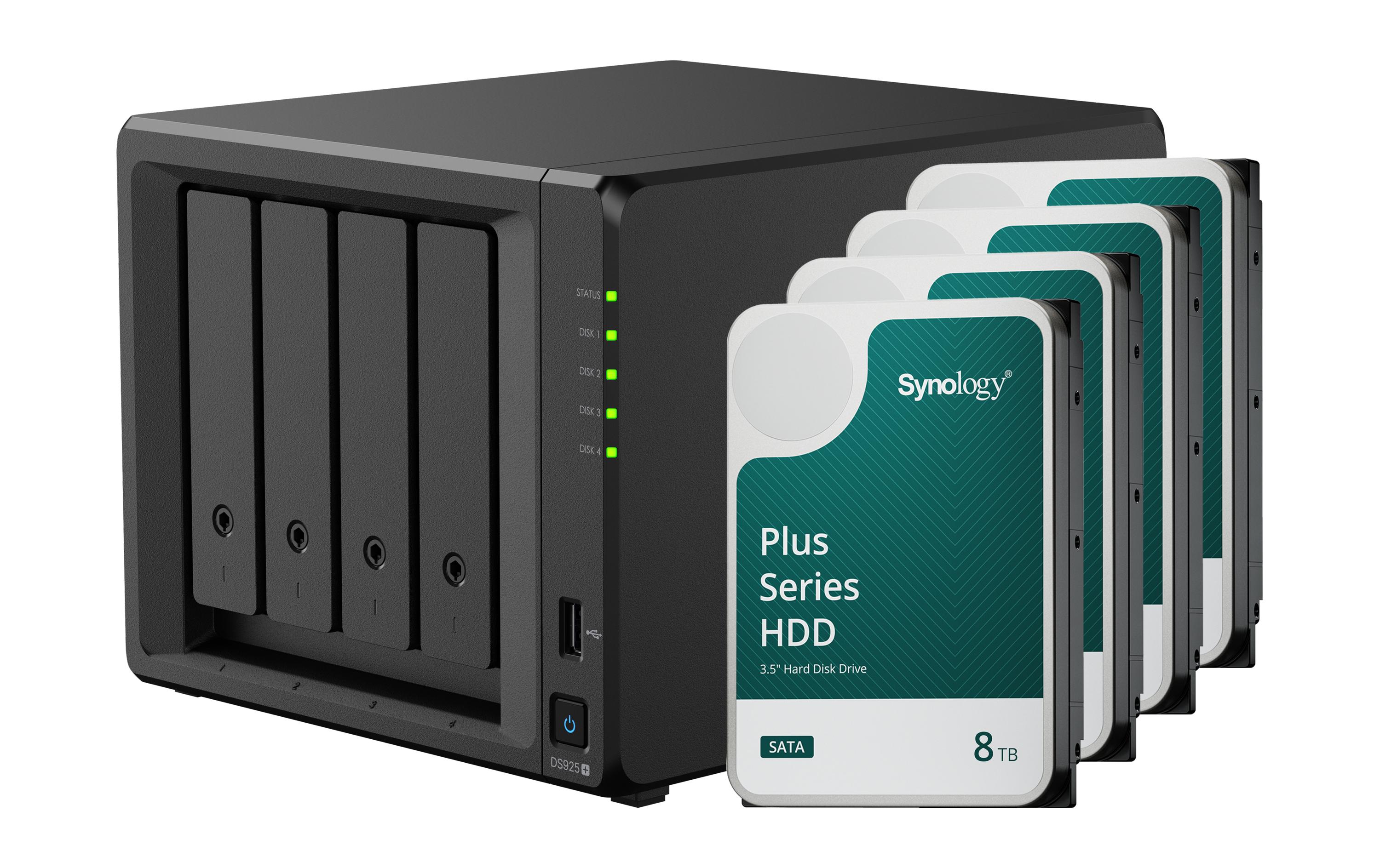 1889339 - Mediatech Synology DS925+, 4-bay NAS inkl. 4x 8TB HDD Synology Plus HAT33x