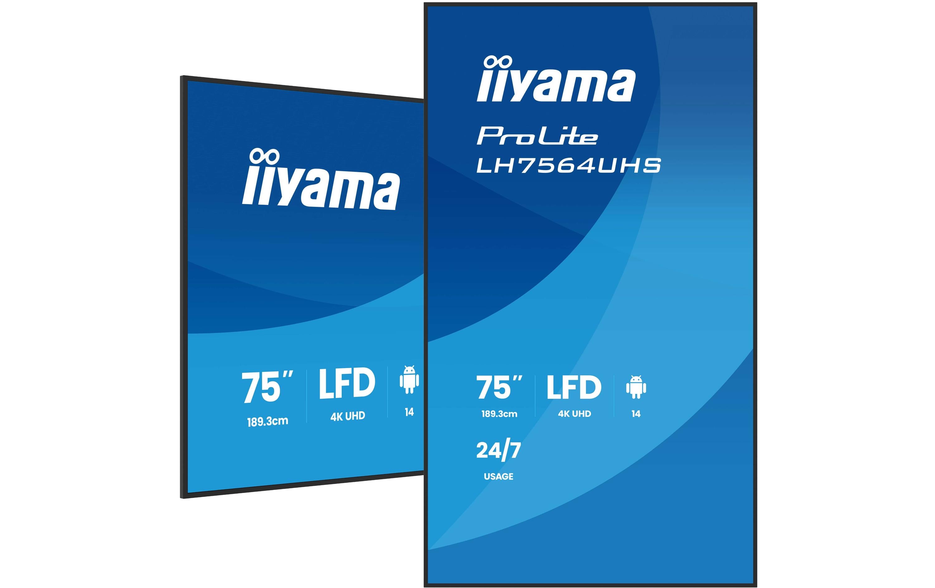 Iiyama LH7564UHS-B1AG 75, VA, UHD, 500cd, Android 14