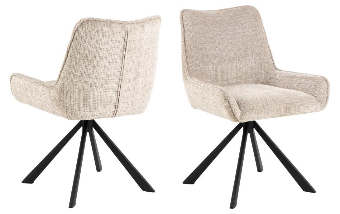 1902537 - Mediatech AC Design Esszimmerstuhl Eddie 2 Stück Stahl/Textil, Beige